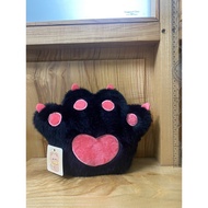 Black cat paw teddy bear, blue cat paw