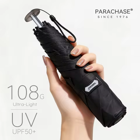 Parachase Ultra-Light Carbon Fiber Sun Umbrella Woman, Folding Mini Umbrella UV Protection, 6 Ribs P