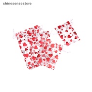 shi 10pcs Red Love Heart Organza Bags Wedding Party Gift Candy Drawstring Bag Christmas Valenes Day Jewellery Display Pouches nn