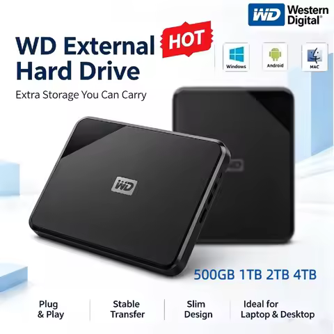 WD Elements SE 1T 2T 4T Western Digital Portable HDD USB3.0 External Hard Drive Large Capacity Stora