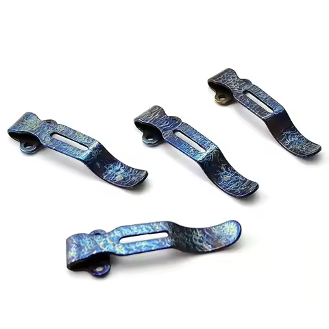 Deep Carry Titanium Blue Craquelure Titanium Knife Pocket Clip for Benchmade Bugout 535 / Emerson / 