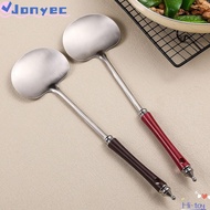 JONY1EC Cooking Spoon, Wooden Handle Stainless Steel Wok Spatula, Food Grade Long Chef-specific Kitc