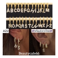 AZ2 (1 pc.) Hoop Earrings A-Z Letter Shape Gold Ring 10 mm.