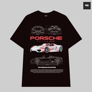 Porsche 918 Spyder Car High Quality Black Cotton T-shirt for Men and Women, Retro European and Ameri