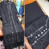 harga promo!!Gamis Outer Lepas Pasang Bahan Tille Brokat Mix Ceruty Babydoll-Gamis Pesta Mewah Full