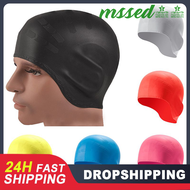 [Msse] Bonnet De Natation En Silicone À Haute Élasticité เท Adultes,Bonnet De Piscine Imerméable,Protection Des Oreille,Cheveux Longs,Grand Chapeau De Plongée,Hommes