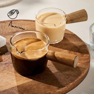 LOVI Measuring Cup Espresso Glass 75ml Coffee Shot Wooden Handle Spoon