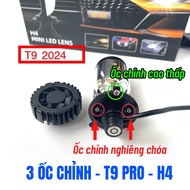 Đèn pha LED H4 T9 PRO 2024 bi cầu mini cắt sáng dùng điện bình 12v