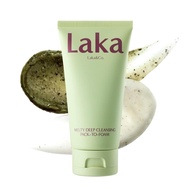 Laka Melty Mugwort Cleansing Face Mask, 120ml/4.05 fl.oz​, Pack to Foam Formula with Mochi Texture, 