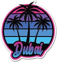 2 x 10cm Dubai Vinyl Stickers - United Arab Emirates Palm Trees Flight Flag City Travel Holiday Loca