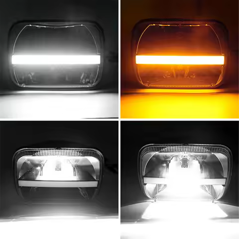 1piece 5X7 inch Rectangular headlight With White DRL Amber turn singal For Kawasaki ZRX 1100 1200 Je