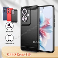 Carbon Fiber Brushed TPU Cases OPPO Reno 11F Case For OPPO Reno11F Reno11 F F11Reno 5G CPH2603 Phone Casing 11F Reno OPPO Shockproof Armor Rubber Back Cover F25 Pro Black Shell