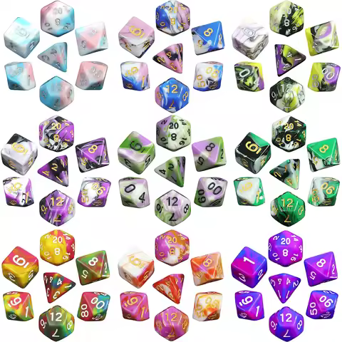Pretty Color Game Dice 7Pcs - Perfect Gift for DND Board Game Accessories Lovers