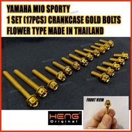 ✌ 1 set of original heng 17pcs gold bolts for Crankcase  Mio Sporty  Made in Thailand