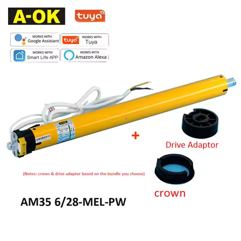 A-OK AM35 6/28 Tuya WiFi +RF433 Smart Blinds Tubular Motor for 40mm/45mm/47mm/50mm Tube Rolling Shut