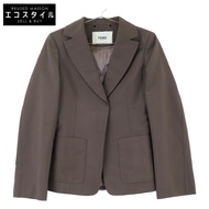 Fendi 24週年紀念款 FJ7624 AQ3H 棕色羊毛修身夾克，尺寸36 [二手]