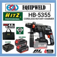 HITZ 20V HB-5355 CORDLESS ROTARY HAMMER 3 MODE 22MM 2.2J (BRUSHLESS) SET + 4.0AH BATTERY X2 + CHARGE