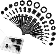 50 Pcs Ear Stretching Kit, Acrylic Gauges for Ears 14G-00G, Lightweight Tapers+ Plugs+ Silicone Tunn