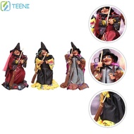 TEENI Halloween Witch Ornaments, DIY Handmade Broom Witch Figurines, Cartoon With Broom Witch Witch 