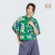 C&D Womans blouse Dot flowers Green เสื้อผู้หญิง แขนสั้น สีเขียว CC6ZGR