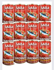 Saba Ref Sardines 12pcsX155grams, sardines in Tomato Sauce with Chili mild