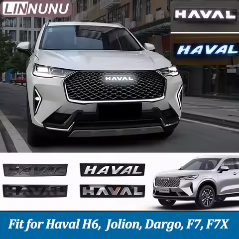 LINNUNU Fit for Haval H6 3rd Gen Jolion, Dargo,F7,F7x Car LED Front Badge Light Emblem Auto Decal