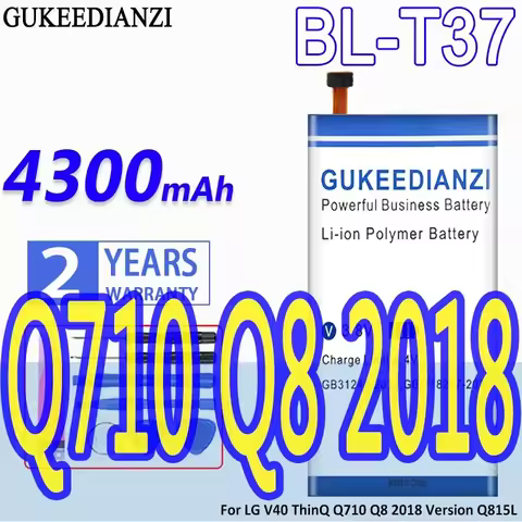 High Capacity GUKEEDIANZI Battery BL-T37 4300mAh For LG V40 ThinQ Q710 Q8 2018 Version Q815L