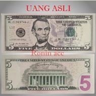 Uang 5 DOLLAR AMERIKA koleksi ( REAL UANG ASLI 100 % )