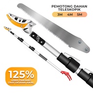 Tongkat Pemotong Dahan Tinggi Teleskopic 3M/4M/5M Galah Gergaji Pemangkas Ranting Pohon Tinggi- 6769