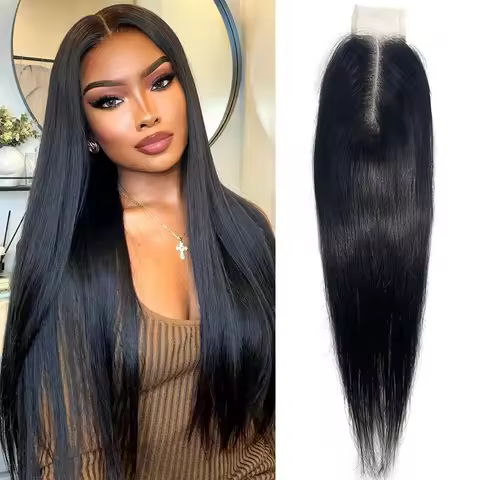 Straight 2x6 Lace Closure Human Hair Middle Part Closure 100% Human Hair 2x6 Natural Black Closure E