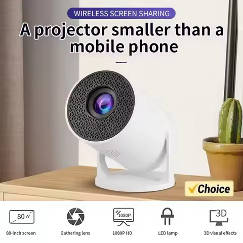 HY200 Portable 1080P Projector with 270° Adjustable Angle for Phone/Laptop/TV Box HDMI/USB Input Mov