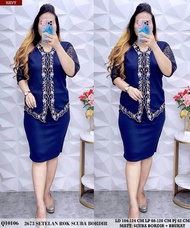 SETELAN ROK SCUBA BORDIR JUMBO COMBI BRUKAT IMPORT 2673