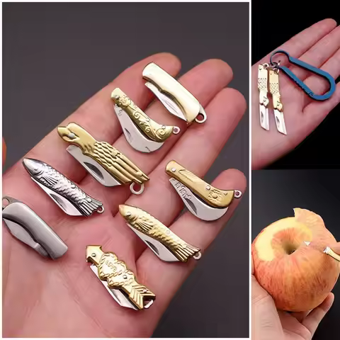 Folding Knife Keychain Multifunctional Stainles Steel Paring Knife Portable Express Unboxing Knife S