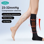 Cofoe 1 คู่ทางการแพทย์ลูกวัวเส้นเลือดขอดถุงเท้าระดับ 2 ยืดหยุ่นถุงเท้าการบีบอัด 23-32 mmHg เปิดนิ้วเท้า Leggings ถุงน่องการบีบอัดสำหรับผู้ชายผู้หญิงป้องกันเส้นเลือดขอดขจัดอาการบวมน้ำ