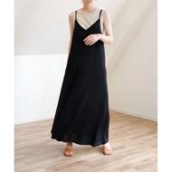 Women's Long Dress with Small Straps, Korean Style, Classy Overall