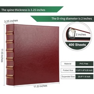 Vintage 3 Ring Binder, 2 Inch Capacity D Ring Leather Binder, Classical Collection Executive Present