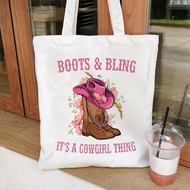 Cowgirl Boots Print Tote Bag Library Book Bag Booktrovert Tote Bag Makeup Bag Book Lover Tote Bag Ca