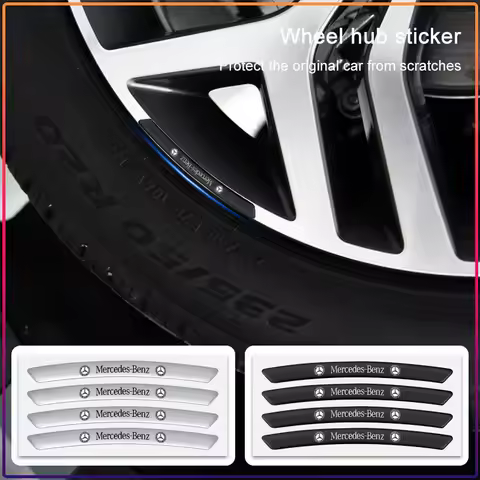 Car Badge Emblem Wheel Hub Rims Decor 3D Stickers Aluminum Caps For Mercedes Benz C200 C300 A160 180