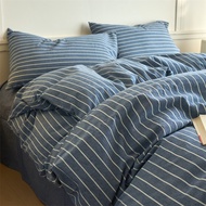 codLuxury 100% Cotton Stripe 3-Piece Duvet Cover Set (1 Duvet Cover + 2 Pillowcases)Yarn-DyedSoft Be