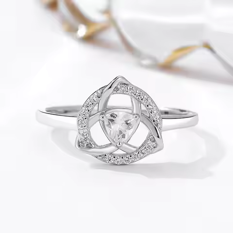 YILUOCD Triquetra Trinity Knot Cubic Zirconia Ring Infinity Eternity Celtic Knot Ring for Women Vint