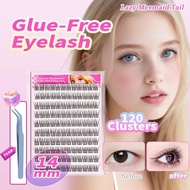 100-120Cluster Eyelash Extension No Need Glue ClusterLashes Glue Free 14 mm D