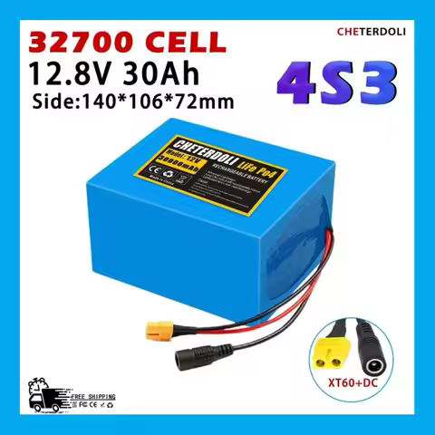 32700 LiFePO4 Battery Pack 12V 30000mAh 4S3P - Built-in 40A Balanced BMS, for Electric Boat & Uninte