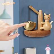 EUCALYTUSMY Cat Wooden Door Bell, Pendant Chime Doorbell Decorative, Cute Remind Bell Wood Punch-fre