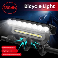 4000mAh Bike Front Bicycle Lights Road Headlight With 130DB Bell Accessories Cycling Equipment As Po