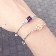 【水晶手串】水果軟糖 |黃水晶x紫水晶 天然石純銀手鍊| 大員囡仔