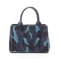 【二手】Prada PRADA 托特包 CANAPA CAMOUFLA Canapa 藍/黑/ブラウンCanapa 托特包 二手 B