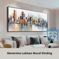 Abstrak Lukisan Cat Minyak Pemandangan Kota Besar Asli Berwarna-warni Lukisan Minyak Lanskap Kota Pe