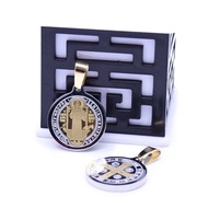 【Hot item】 high-grade stainless steel Saint Benedict two-tone pendant cross necklace accessories St.