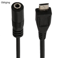 BLING Micros USB 5p To 3 5mm Cord For Active Microphones Black 11 81inches Long