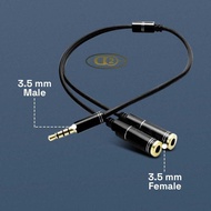 3.5mm Male to 3.5mm Female AUX Splitter Headphone Mic 37cm - AV114